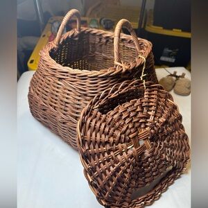 Brown Woven Basket Bag